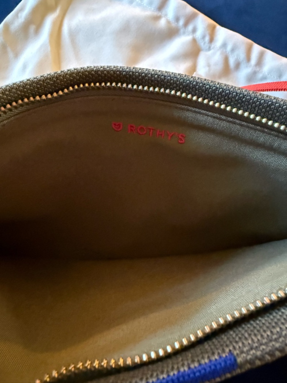 Rothy's Olive Canvas Wristlet Pouch with Red Accent - Picture 3 of 5